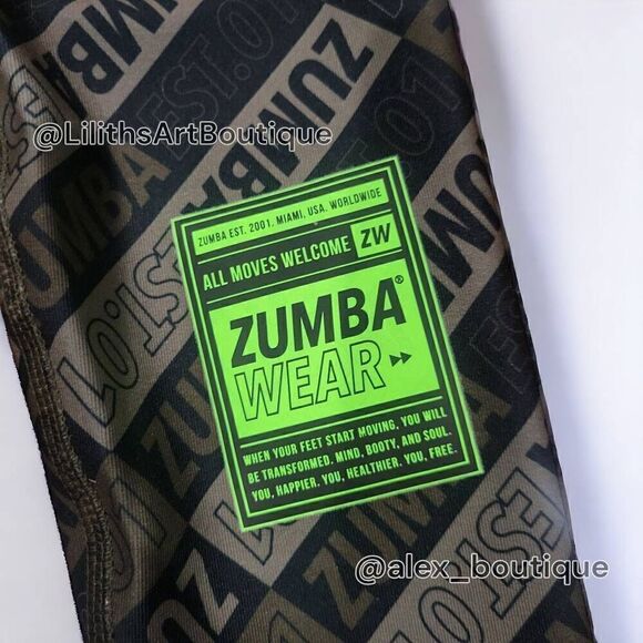 Zumba Fuego High Waisted Leggings Espresso Size XS (E041) - Picture 5 of 7